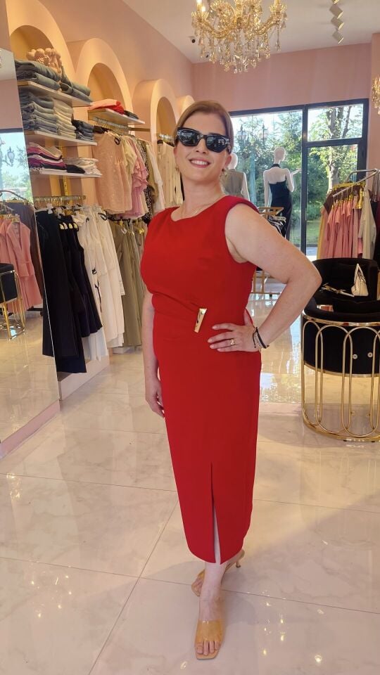 KIRMIZI GOLD TOKALI ABİYE ELBİSE