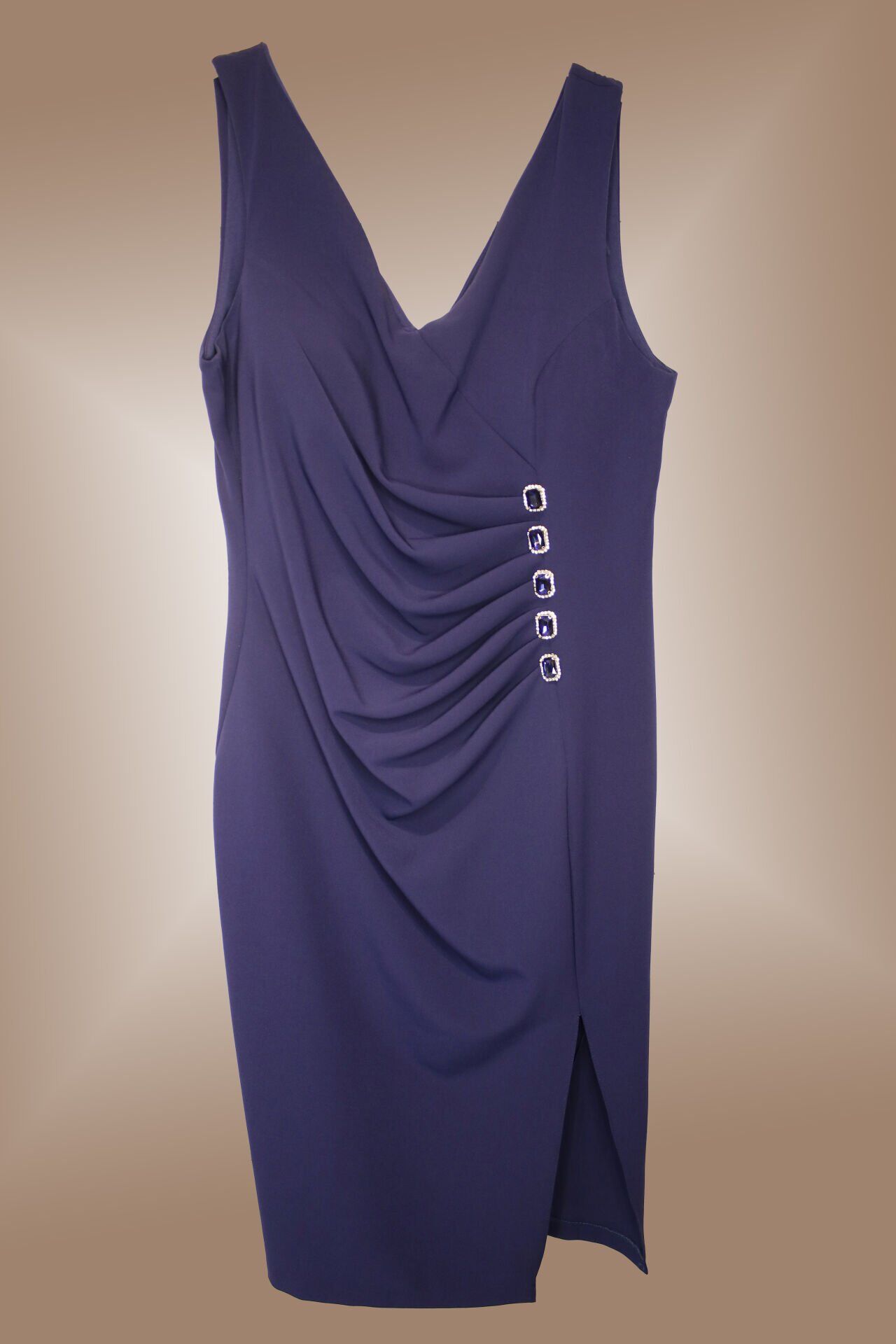 GECE MAVİSİ TAŞ DETAY ELBİSE