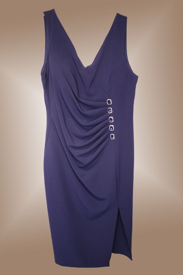 GECE MAVİSİ TAŞ DETAY ELBİSE