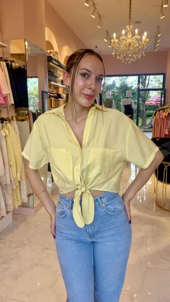 SARI CEPLİ BAĞLAMALI GÖMLEK