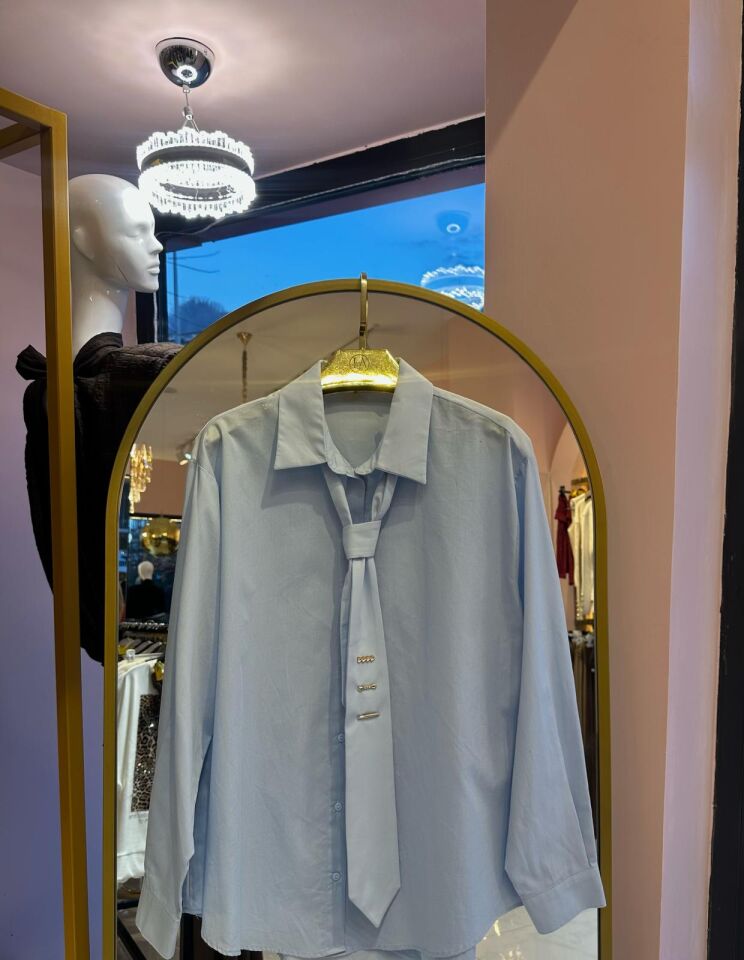 BEBE MAVİSİ POPLİN GÖMLEK