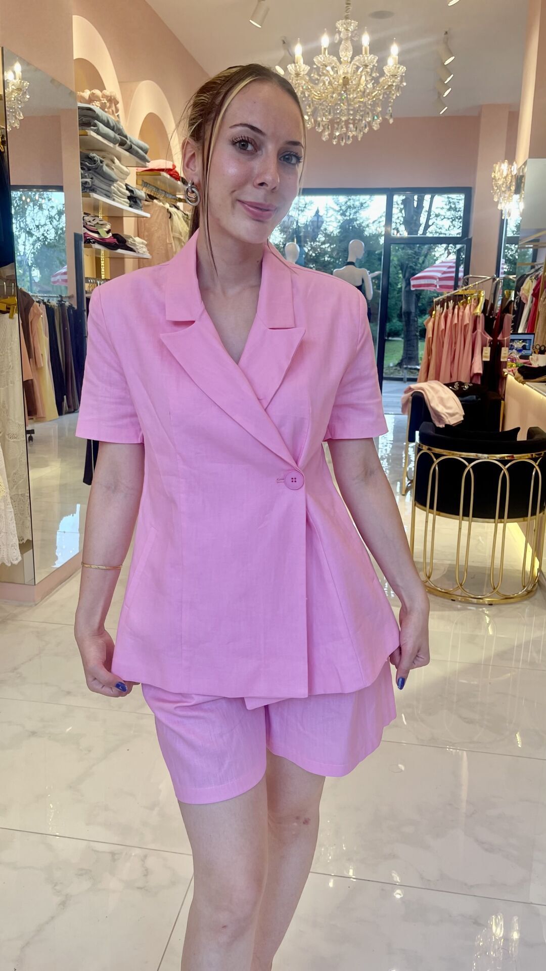 PEMBE CEKET ŞORT TAKIM L