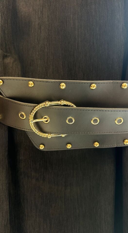 VATKALI KORSE KEMERLİ SİYAH  ELBİSE