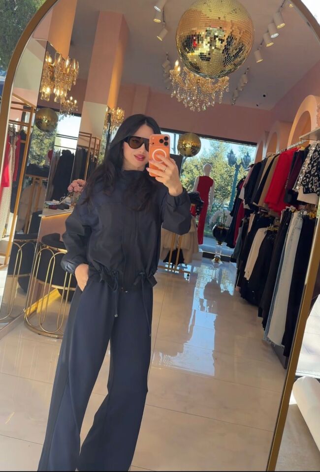 PARAŞÜT KUMAŞ DETAYLI LACİVERT EŞOFMAN TAKIM