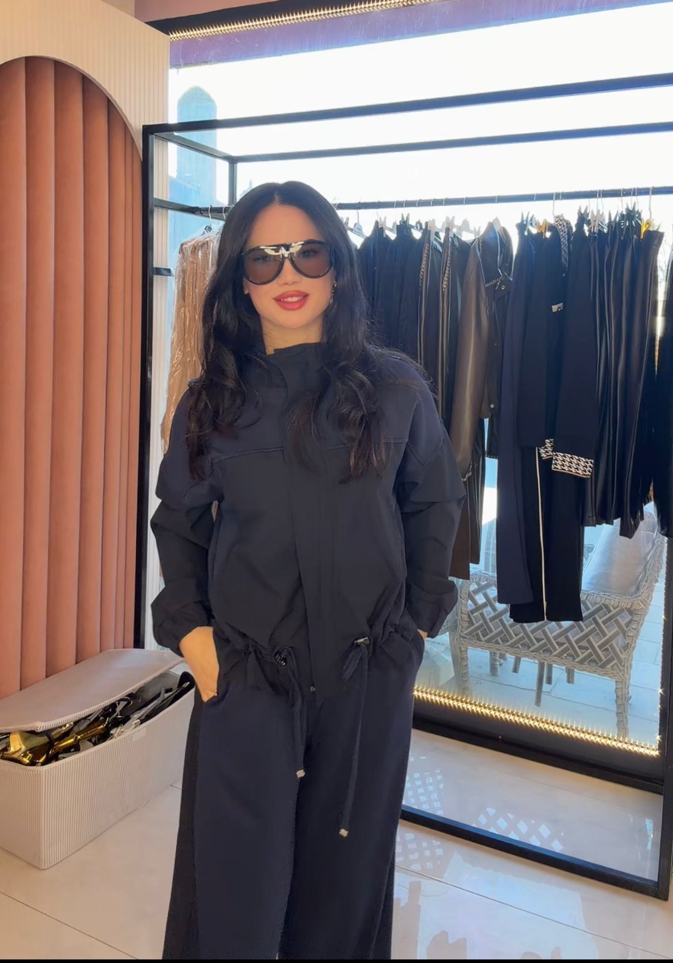 PARAŞÜT KUMAŞ DETAYLI LACİVERT EŞOFMAN TAKIM