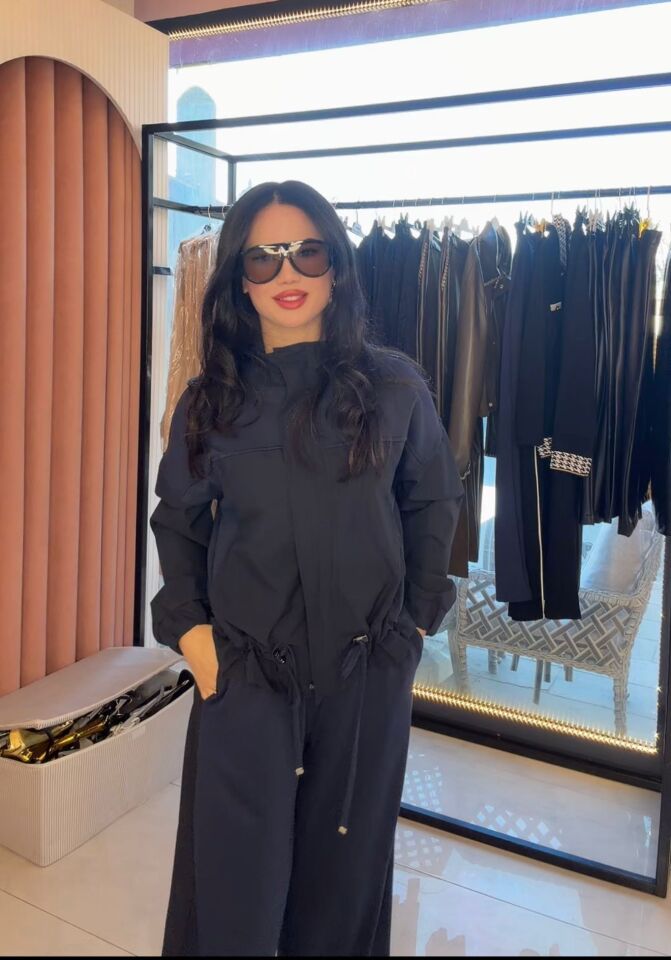 PARAŞÜT KUMAŞ DETAYLI LACİVERT EŞOFMAN TAKIM