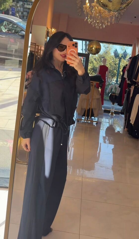 PARAŞÜT KUMAŞ DETAYLI LACİVERT EŞOFMAN TAKIM