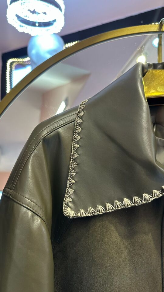 HAKİ DERİ NUBUK CEKET