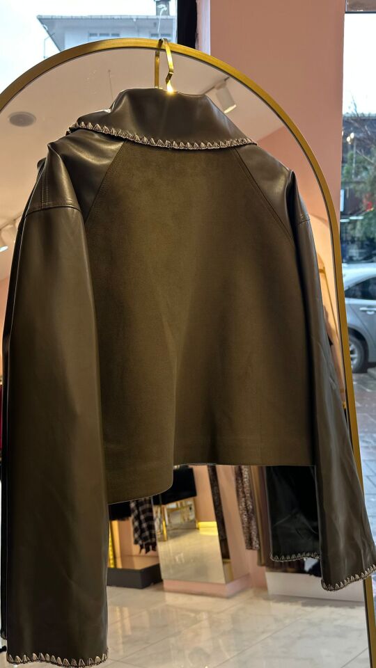 HAKİ DERİ NUBUK CEKET