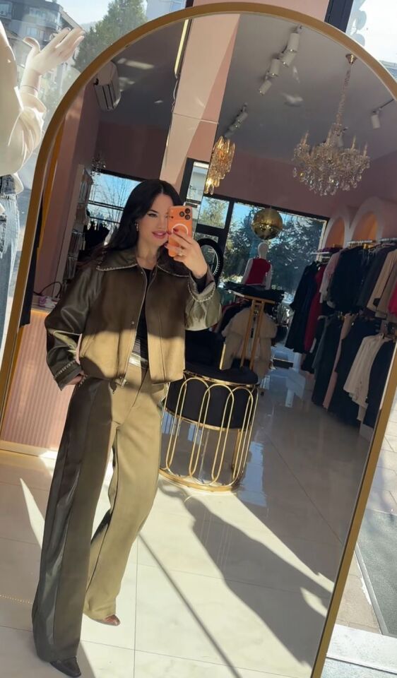 HAKİ DERİ NUBUK CEKET