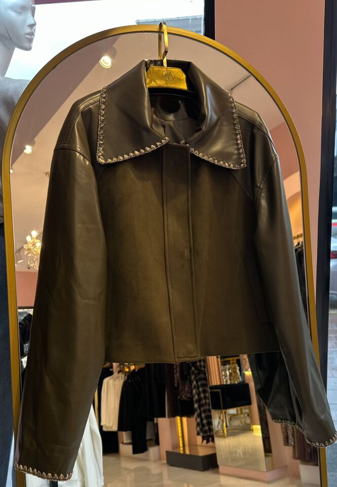 HAKİ DERİ NUBUK CEKET