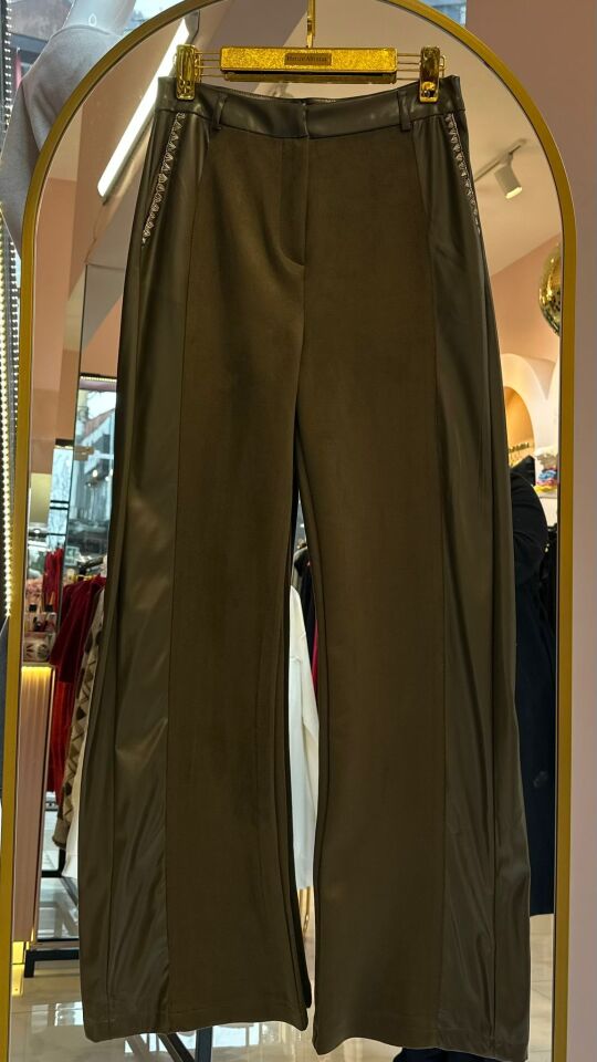 HAKİ DERİ NUBUK PANTOLON