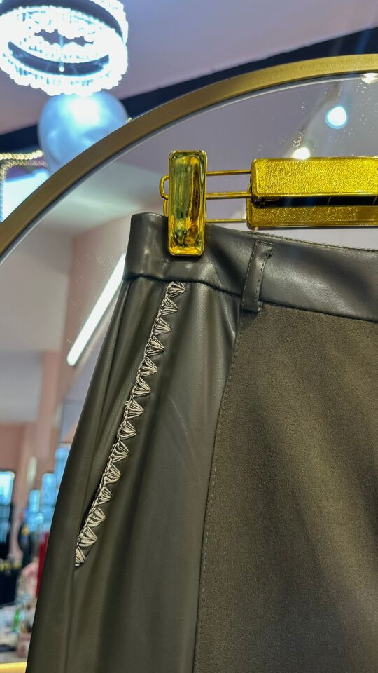 HAKİ DERİ NUBUK PANTOLON