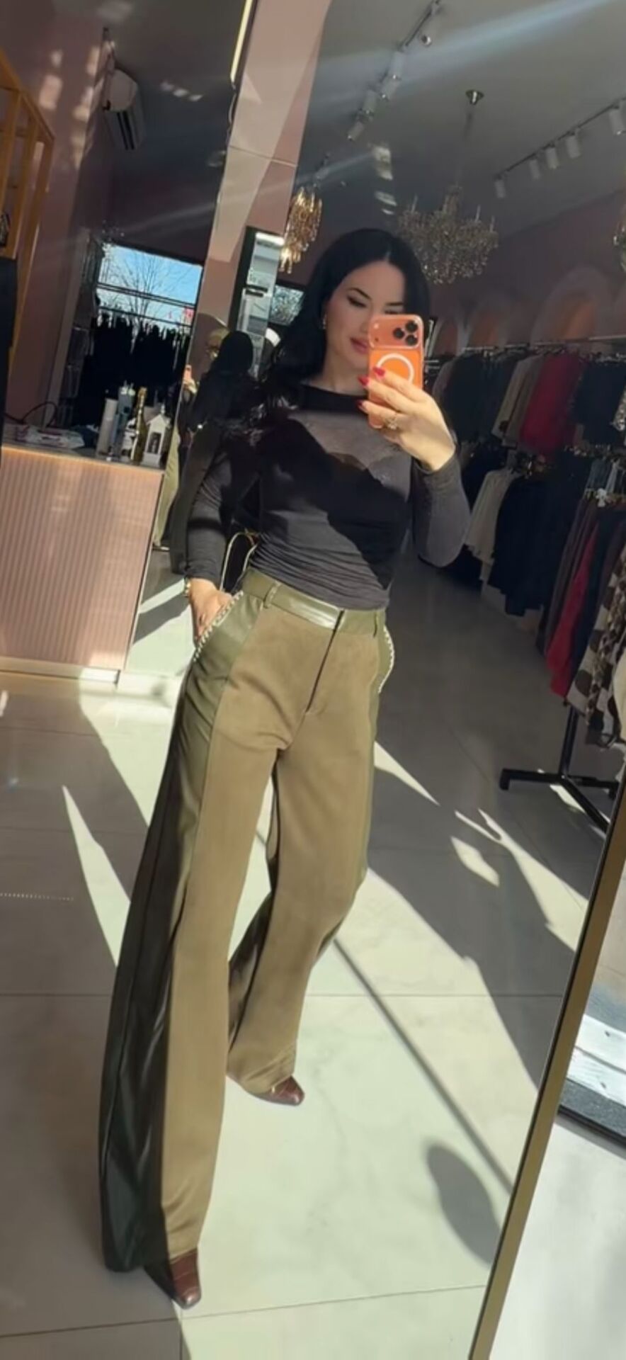 HAKİ DERİ NUBUK PANTOLON