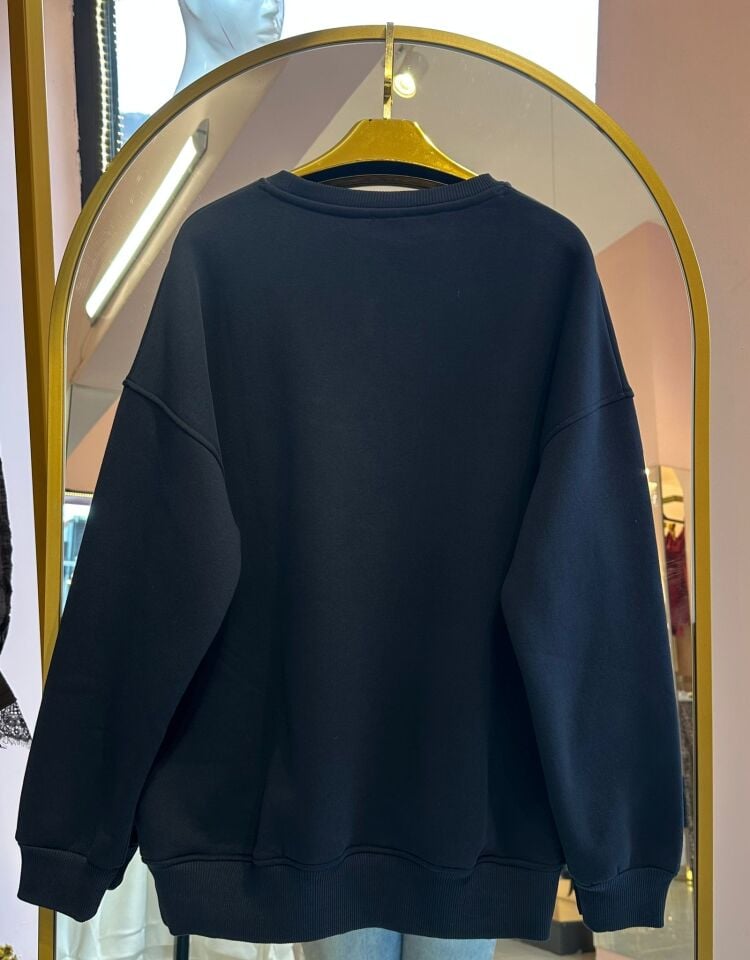 AYICIK DETAY OVERSİZE LACİVERT SWEAT