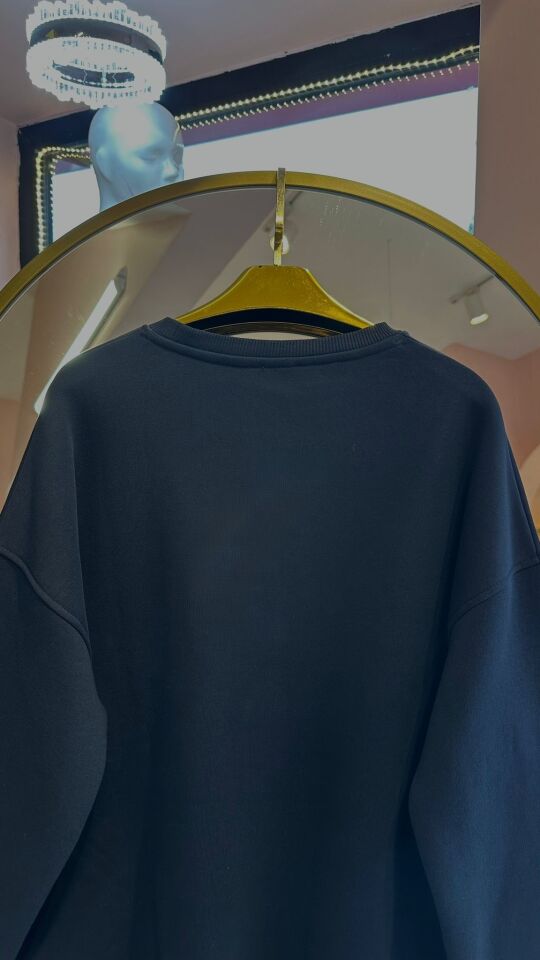 AYICIK DETAY OVERSİZE LACİVERT SWEAT