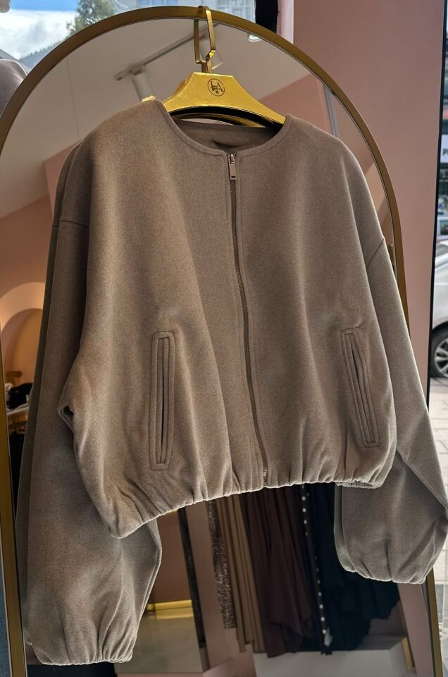 CEP DETAYLI GRİ BOMBER CEKET