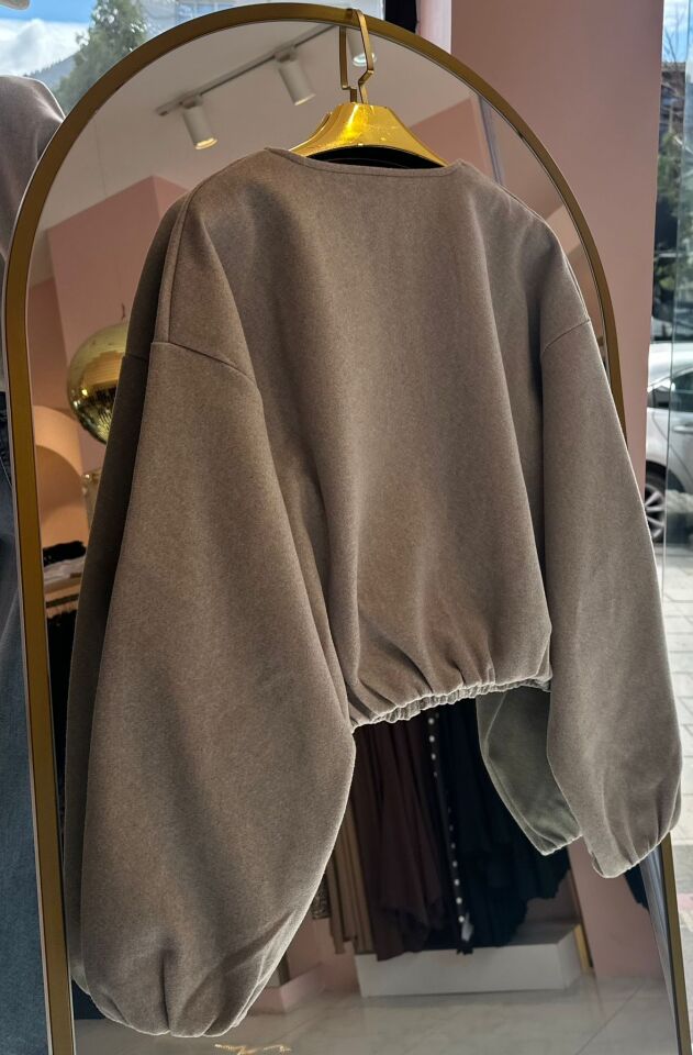 CEP DETAYLI GRİ BOMBER CEKET