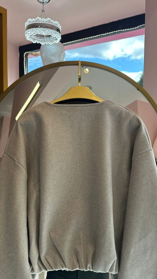 CEP DETAYLI GRİ BOMBER CEKET