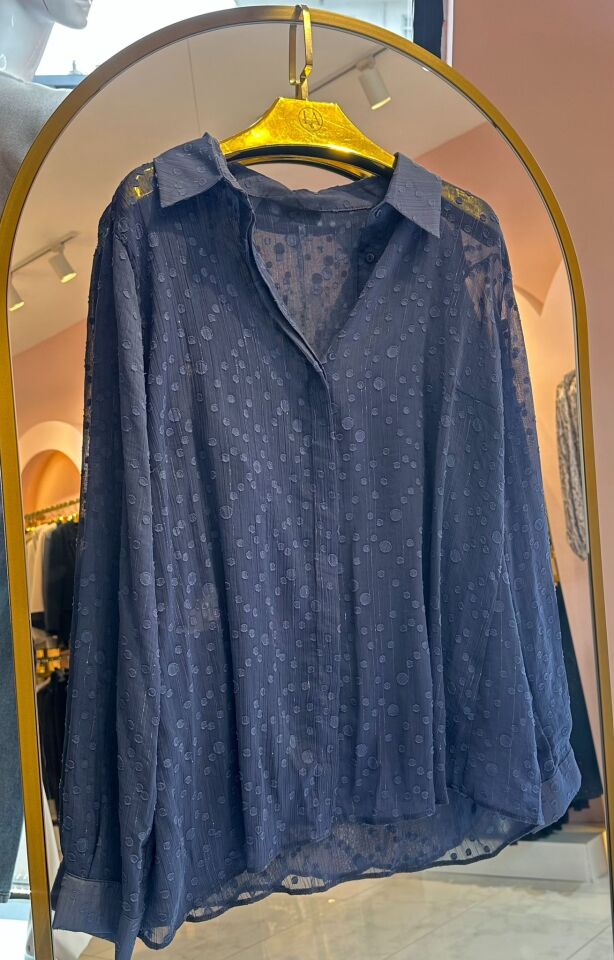 TRANSPARAN DETAY BODYLİ ŞİFON GÖMLEK