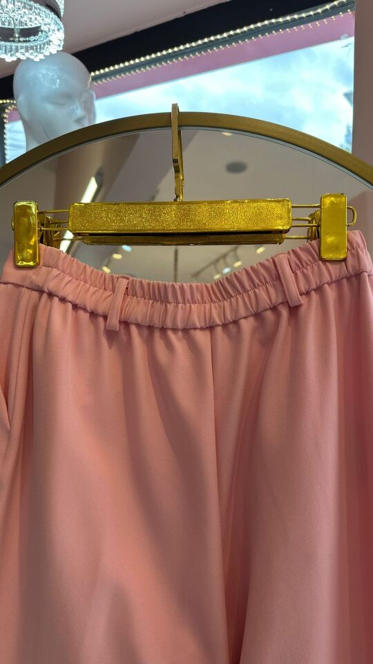 DÜĞME DETAY PEMBE YELEK PANTOLON TAKIM