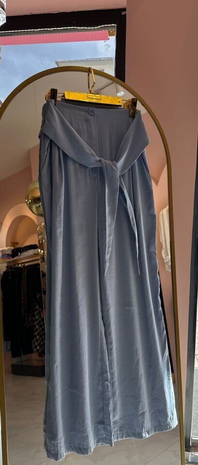 BAĞLAMA DETAY BEBE MAVİSİ PANTOLON GÖMLEK TAKIM