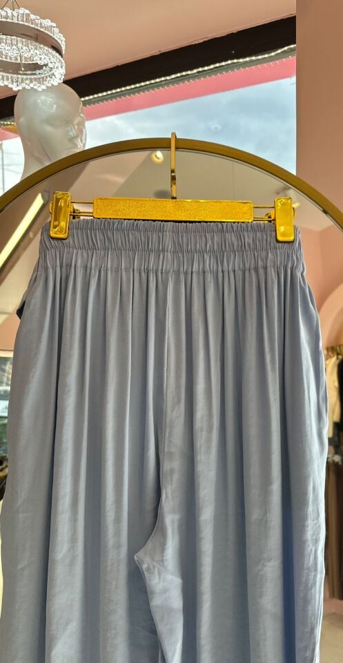 BAĞLAMA DETAY BEBE MAVİSİ PANTOLON GÖMLEK TAKIM