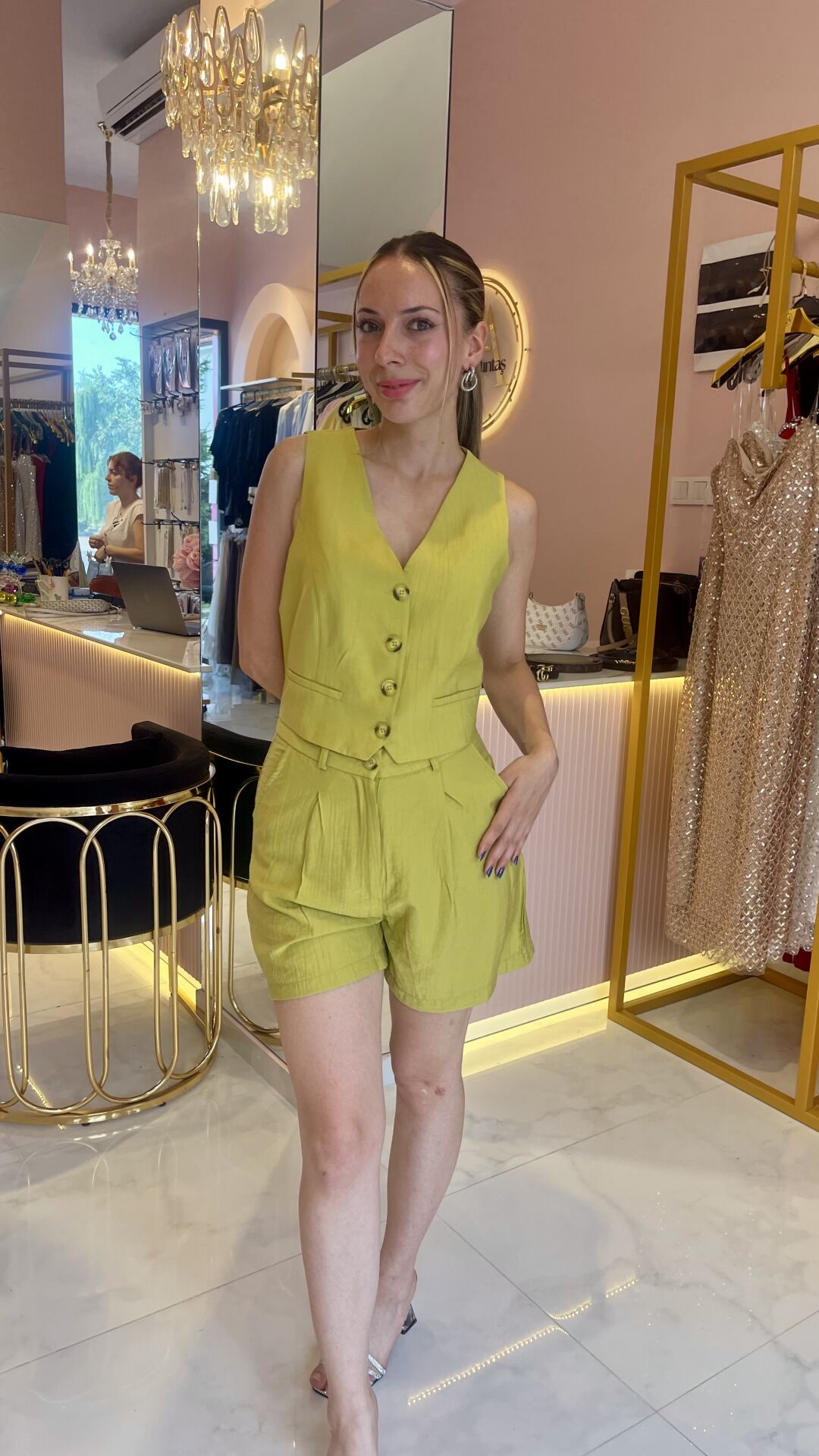 YAĞ YEŞİLİ ŞORT YELEK TAKIM