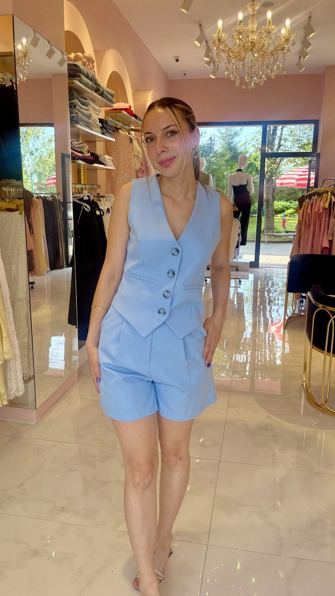 MAVİ ŞORT YELEK TAKIM