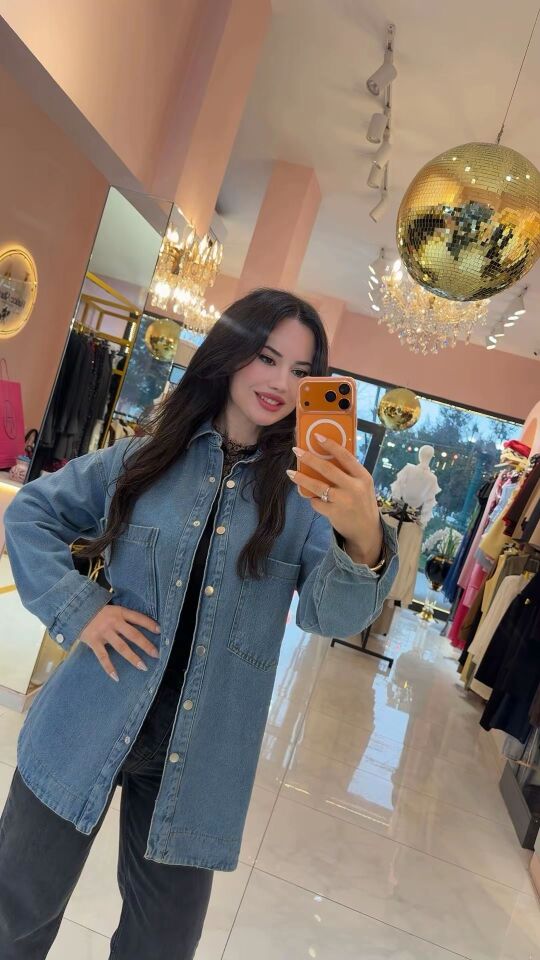 CEP DETAY OVERSİZE DENİM CEKET