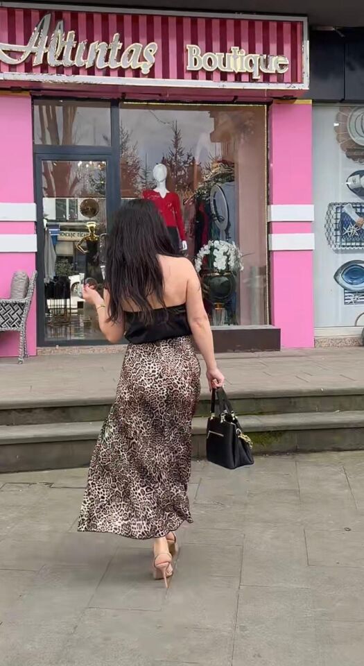 LEOPAR DESEN BELİ LASTİKLİ MİDİ ETEK