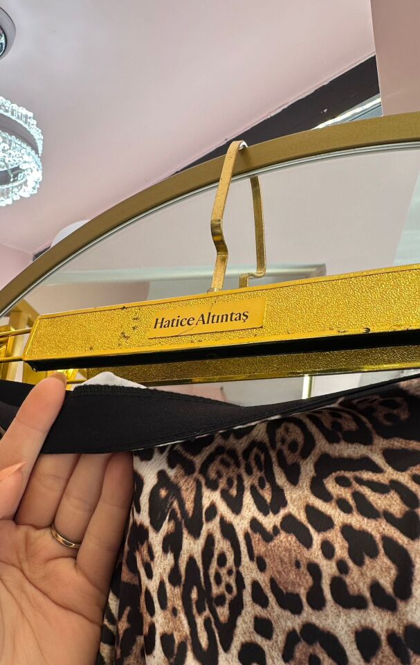 LEOPAR DESEN BELİ LASTİKLİ MİDİ ETEK