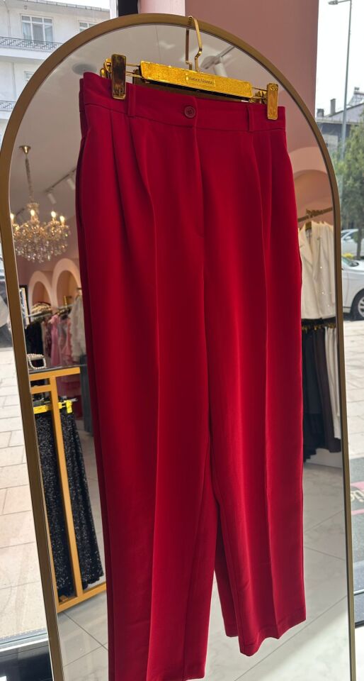 KIRMIZI YÜKSEK BEL HAVUÇ PANTOLON
