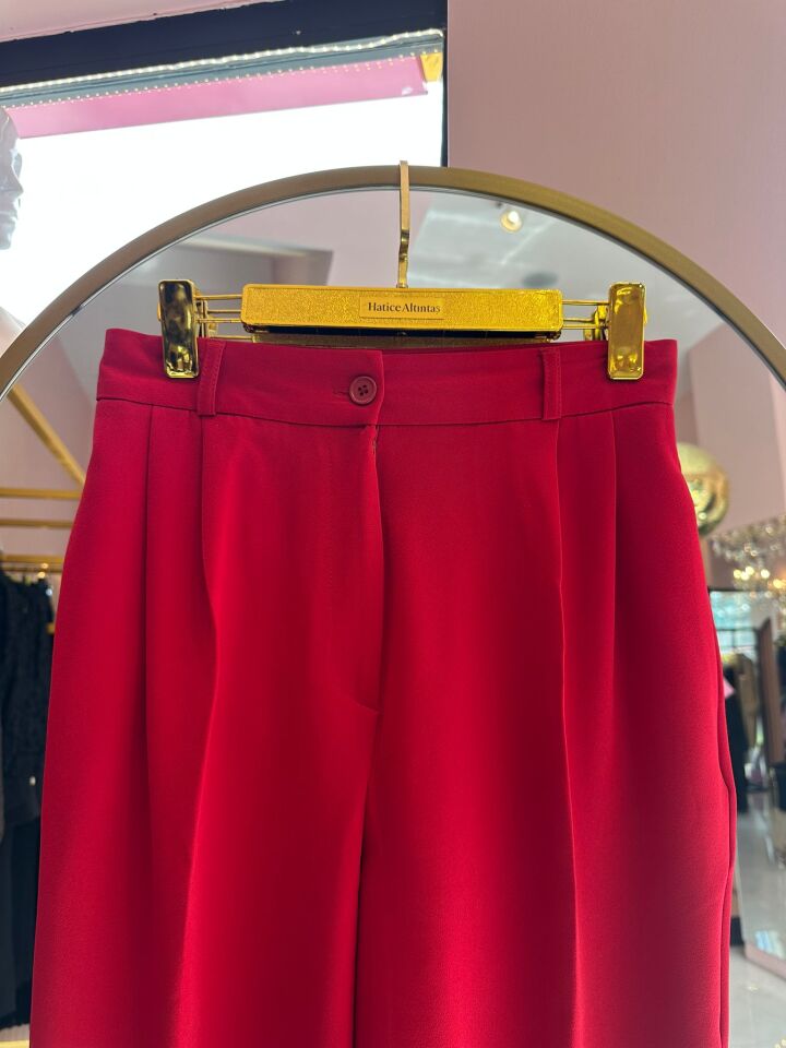 KIRMIZI YÜKSEK BEL HAVUÇ PANTOLON