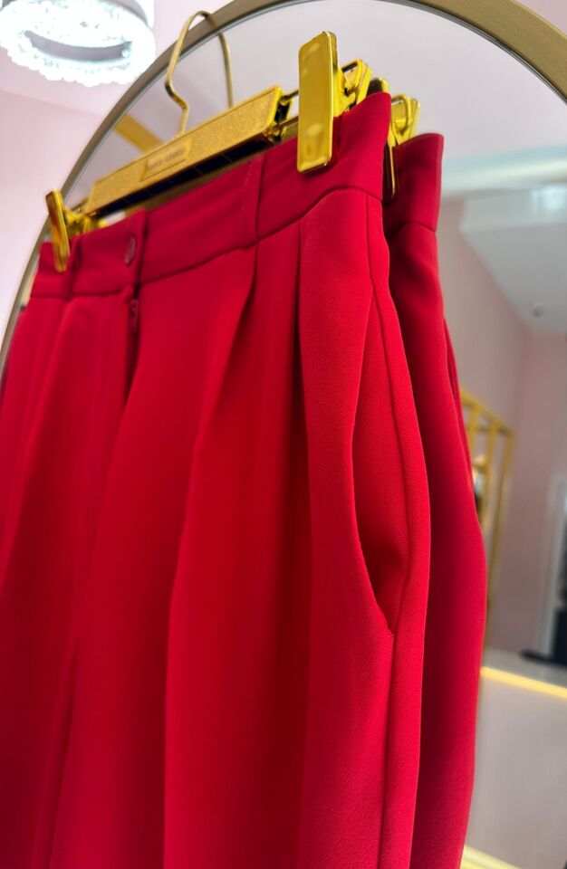 KIRMIZI YÜKSEK BEL HAVUÇ PANTOLON