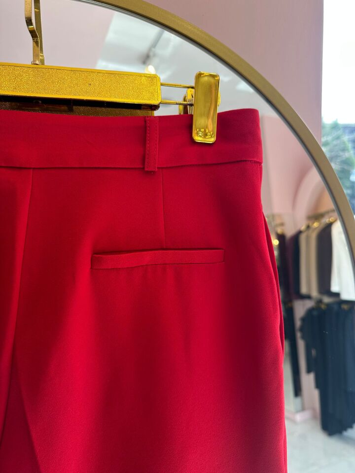 KIRMIZI YÜKSEK BEL HAVUÇ PANTOLON