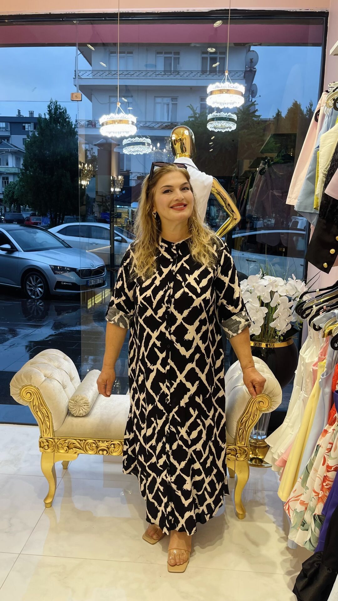SİYAH BEYAZ GÖMLEK ELBİSE S