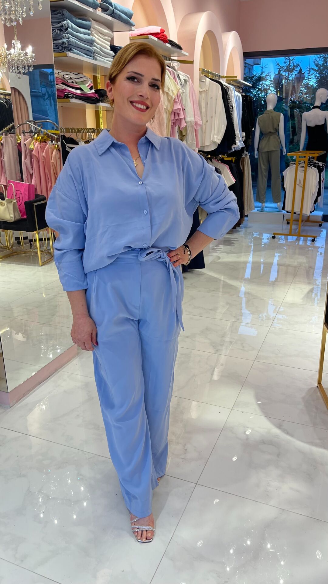 MAVİ UZUN KOLLU GÖMLEKLİ ALT ÜST TAKIM