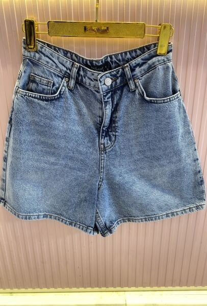 MAVİ CEPLİ MİNİ KOT SHORT