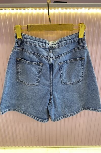 MAVİ CEPLİ MİNİ KOT SHORT