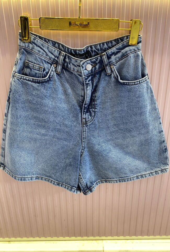 MAVİ CEPLİ MİNİ KOT SHORT M