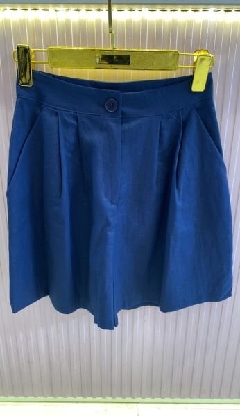 MAVİ KETEN MİNİ SHORT