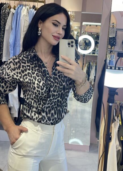 LEOPAR DESENLİ ÇAPRAZ BAĞLAMALI GÖMLEK