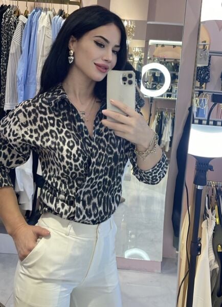 LEOPAR DESENLİ ÇAPRAZ BAĞLAMALI GÖMLEK