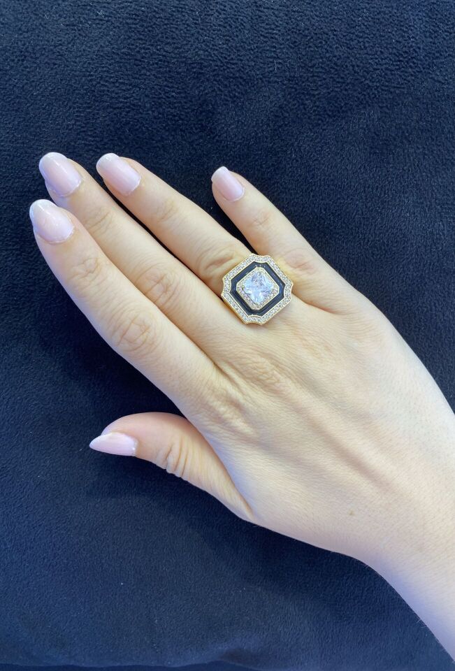 GOLD ETRAFI GÜMÜŞ İÇİ PIRLANTA YÜZÜK