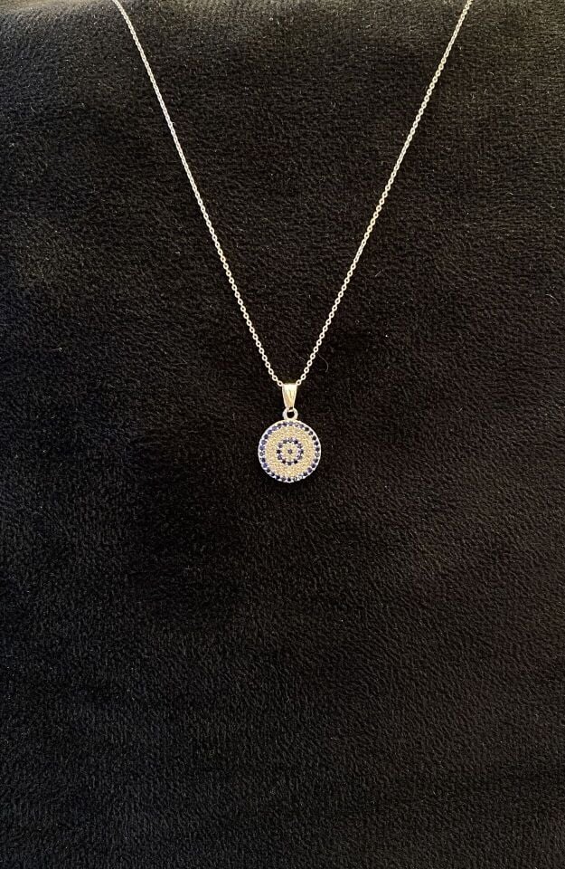 GÜMÜŞ NAZAR MOTİFLİ KOLYE