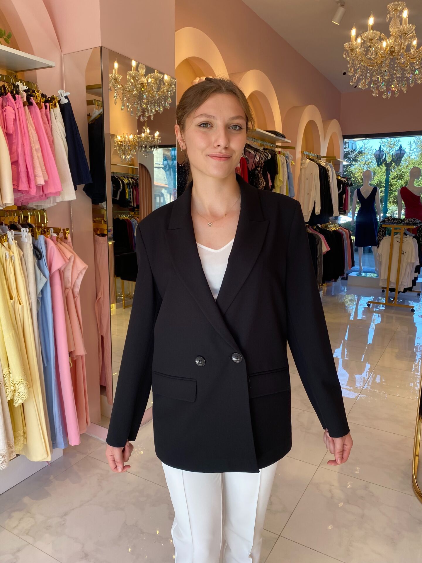 SİYAH DÜĞME DETAYLI BLAZER CEKET