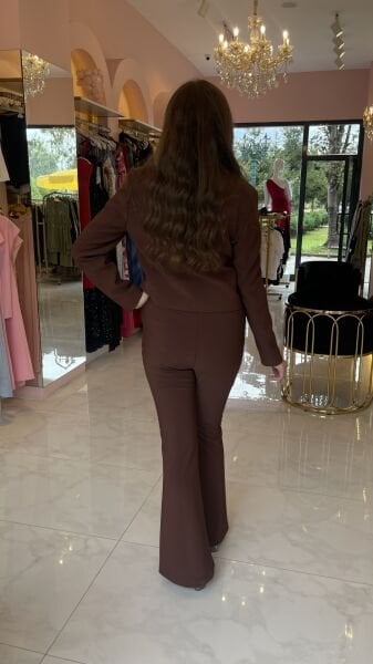 KAHVERENKLİ GOLD DÜĞME DETAY PANTOLON