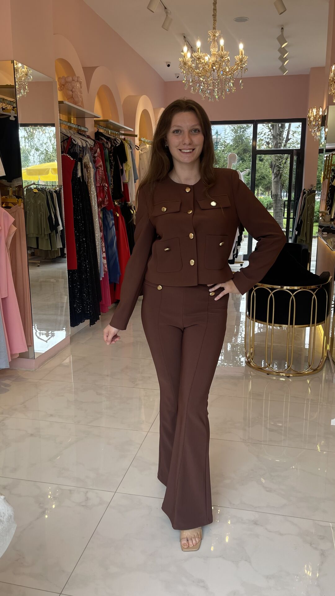 KAHVERENKLİ GOLD DÜĞME DETAY PANTOLON