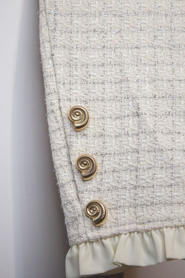 EKRU GOLD DÜĞMELİ TÜVİT CEKET